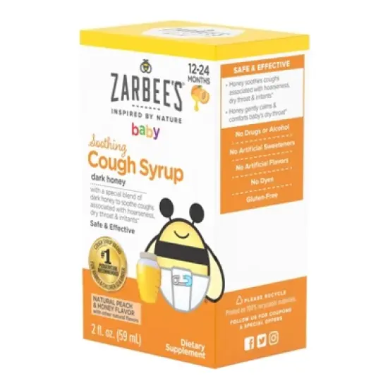 Zarbee's Baby Soothing Cough Syrup with Dark Honey - Natural Peach & Honey Flavor - 2 fl oz image {8}