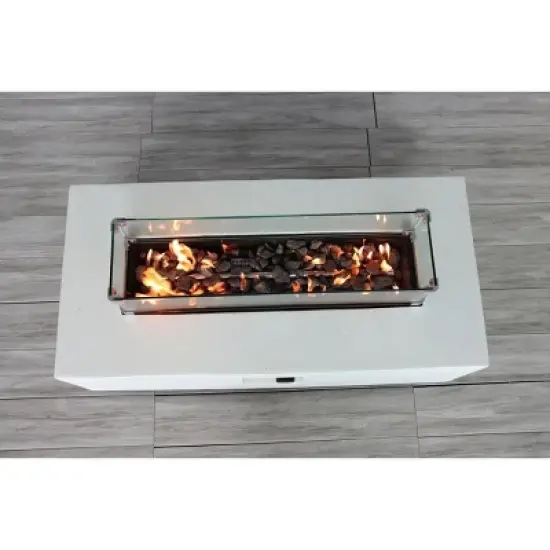 Rectangular Fiber-Reinforced Concrete Propane Outdoor Fire Pit Table image {9}