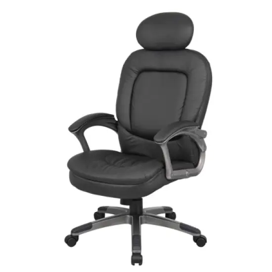 Executive Pillow Top Chair with Headrest Black - Boss Office Products image {4}