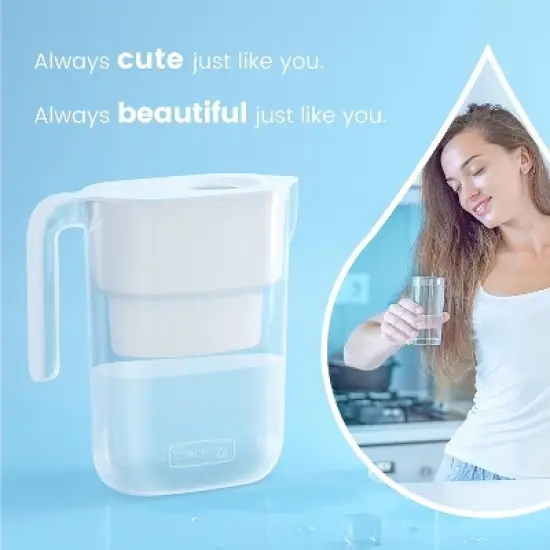 Waterdrop Water Filter Pitcher with 1 Filter, 5X Times Lifetime,Elfin, White image {8}