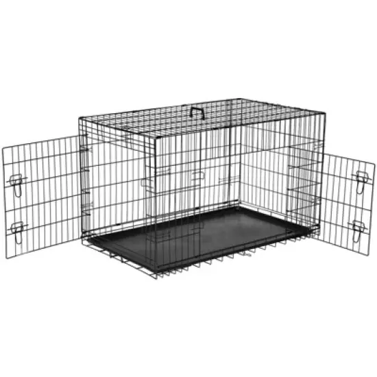 JIONJOY Double Door Dog Crate | Black image {11}