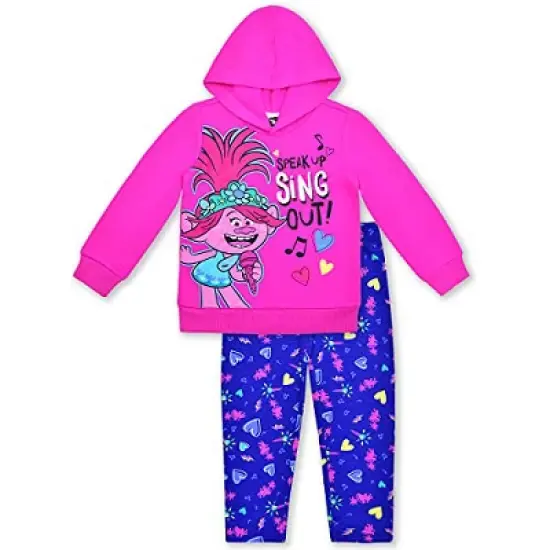 Universal Girl's Trolls Poppy Graphic Printed Hooded Jacket with Legging Pants Set for kids image {5}
