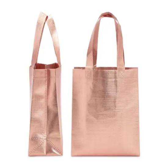 Sparkle and Bash 20 Pack Medium Reusable Tote Bags with Handles, Rose Gold Grocery Shopping Bags, 10 x 8 In image {4}