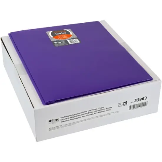C-Line 2-Pocket Poly Portfolio with Prongs, Purple, Pack of 25 image {2}