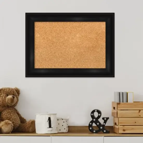 Amanti Art Grand Black Narrow Framed Corkboard, Natural Cork image {5}