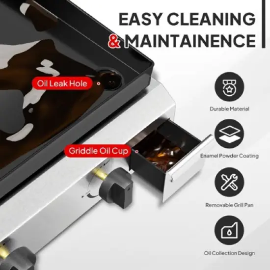 ROVSUN 2-4 Burner Propane Gas Griddle with Ignition and Regulator, 20000-40000BTU Potatble Grill for Backyard Patio Outdoor Cooking BBQ image {7}