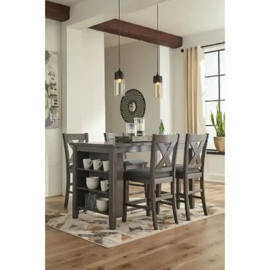 Set of 2 Caitbrook Upholstered Counter Height Barstools Dark Gray - Signature Design by Ashley image {5}