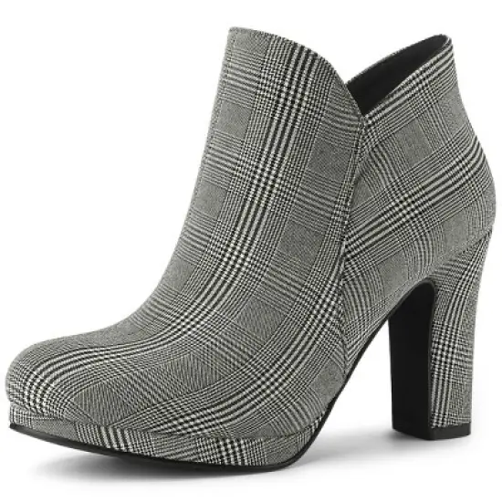 Allegra K Women's Round Toe Chunky Heeled Ankle Heel Boots image {7}