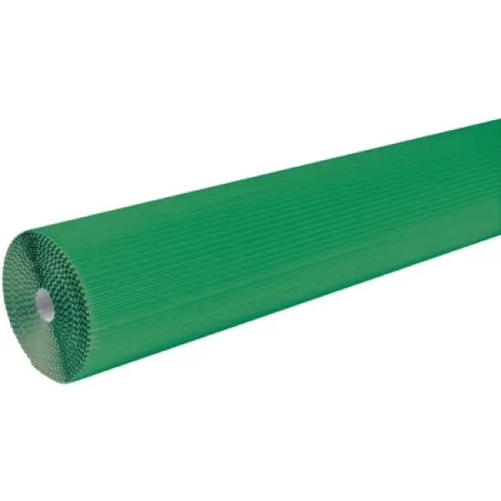 Corobuff Solid Color Corrugated Paper Roll, 48 Inches x 25 Feet, Emerald Green image {2}