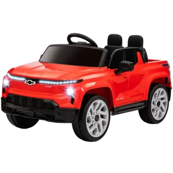 Qaba 12V Chevrolet Silverado EV RST Licensed Kids Electric Car with Parent Remote Control, Spring Suspension, Soft Start, Auxiliary Wheels, Red image {3}