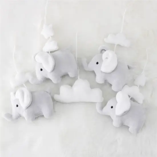 The Peanutshell Elephant Musical Mobile in Gray image {2}