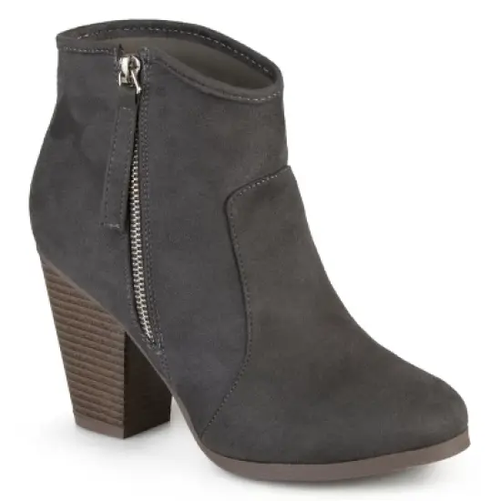 Journee Collection Womens Link Outside Zip Stacked Heel Booties image {10}