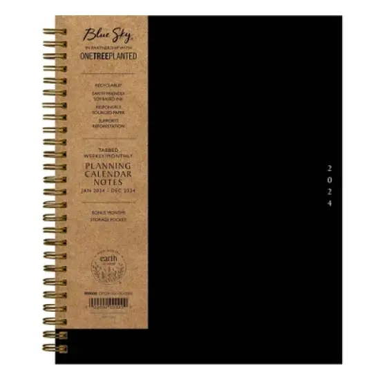Blue Sky 2024 Planner 7"x9" Weekly/Monthly Sustainable Cover Deep Green image {2}