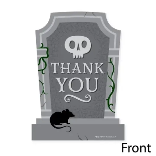 Big Dot of Happiness Creepy Cemetery - Shaped Thank You Cards - Spooky Halloween Tombstone Party Thank You Note Cards with Envelopes - Set of 12 image {2}