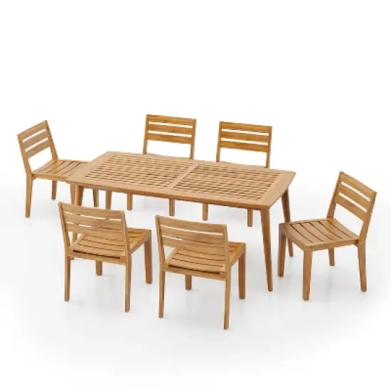 Christopher Knight Home Oasis 7 Pieces Rustic Patio Acacia Wood Dining Set, Teak image {10}