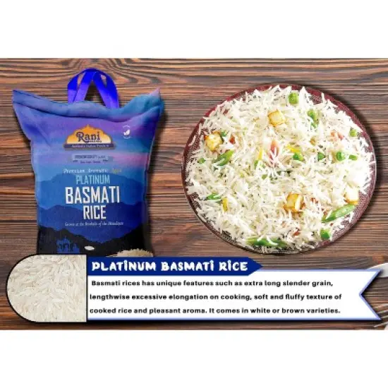 Platinum White Basmati Rice Extra Long  - 64oz (4lbs) Cloth Bag - Rani Brand Authentic Indian Products image {2}