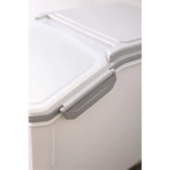 HomeStock 20 LB Rice Storage Container with Measuring Cup, BPA free, For Rice / Grain / Pet Food / Flour, 1 count, White & Gray image {9}