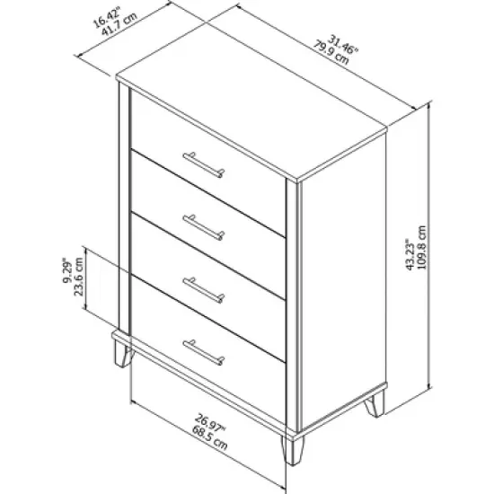 Somerset 4 Drawer Dresser Ash Gray - Bush Furniture image {5}