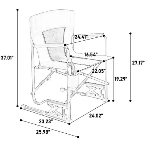 DOMETOUR Freestyle Rocker Camping Chair, Portable Folding Rocking Chair with Armrests, Drink Holder & Comfortable Backrest - Grey image {9}