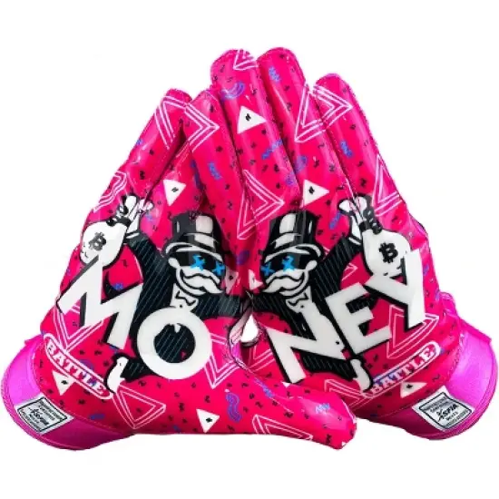 Battle Sports Money Man Adult Football Receiver Gloves - Pink image {4}