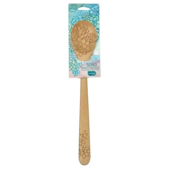 Talisman Designs Laser Etched Beechwood Sauce Spoon, Succulent Collection image {1}