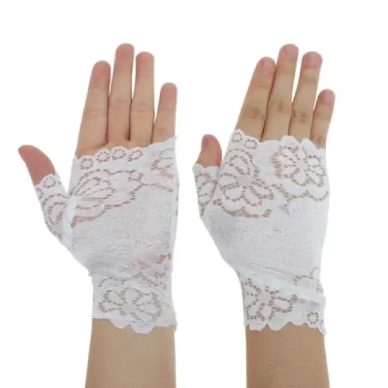 Unique Bargains Breathable Flower Half Finger Manicure Gloves 1 Pair image {3}