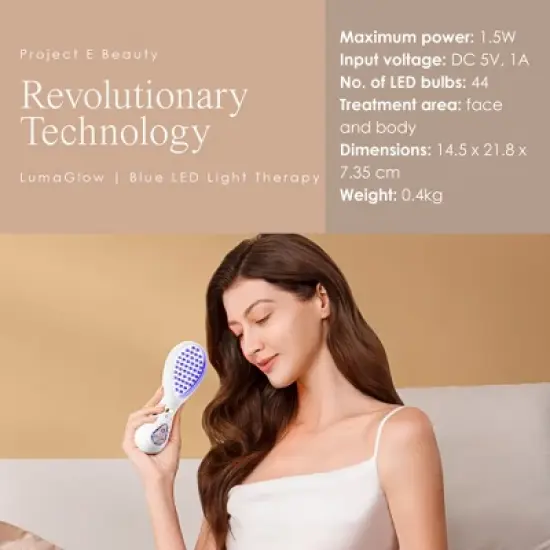 Project E Beauty LumaGlow Blue Light Therapy For Acne | Acne Light Therapy For Face | Blue Light Acne Treatment Device | Spot Scars Remove | Facial image {1}