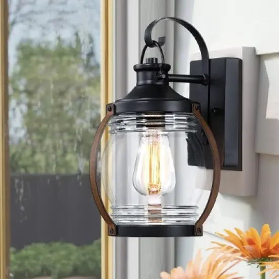 Outdoor Wall Lantern with Architectural Sconces Matte Black - Wellfor image {6}