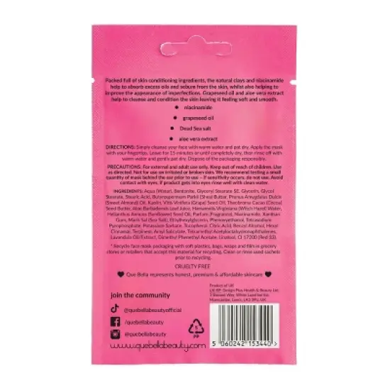 Que Bella Cleansing Pink Clay Mud Mask - 0.5oz image {2}