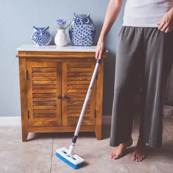 ELITRA HOME Swivel Scrub Brush with Adjustable Handle for Cleaning Floor, Tile, Kitchen, Bathroom - Blue, image {5}