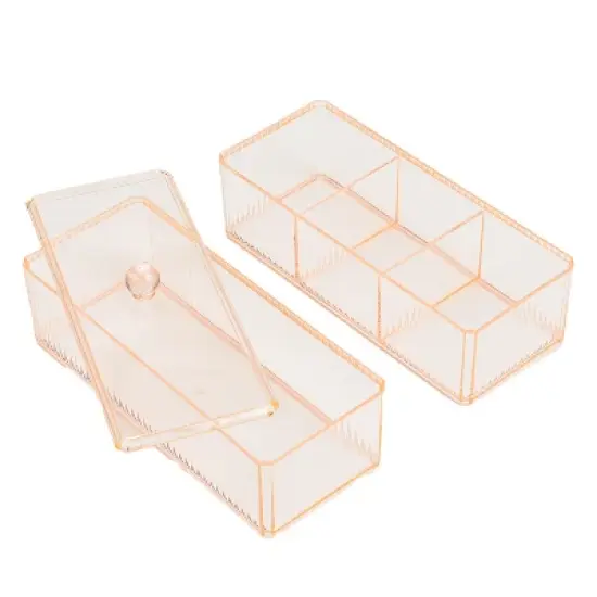 Trio Home 4 Compartment Rectangular Stackable Organizer With Lid for Makeup, Jewelry, Office Desk  Accessories, Vanity Holder image {2}