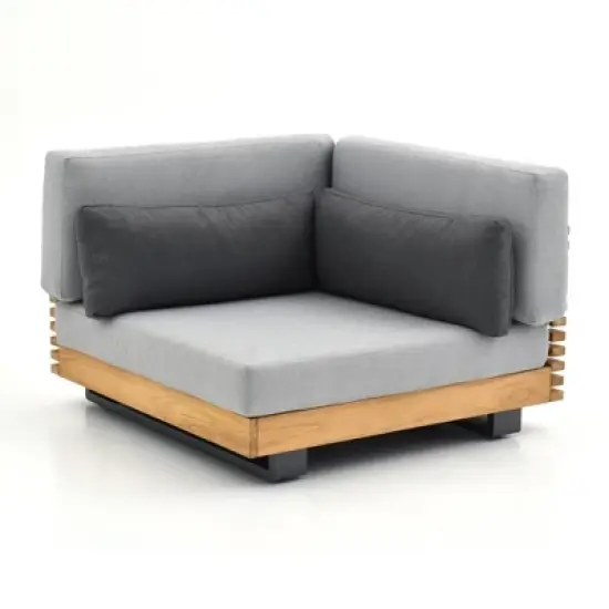 Decksplore 8PCS L-Shaped Sofa with Dining Table, Outdoor Teak Wood Sofa image {7}