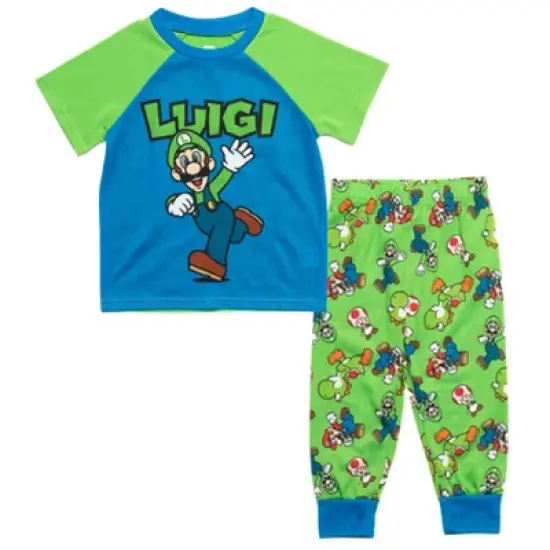 SUPER MARIO Nintendo Luigi Pullover Pajama Shirt and Pants Sleep Set Toddler  image {7}
