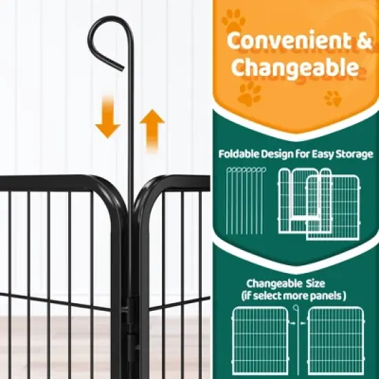 Yaheetech 16 Panels Dog Playpen Panels Metal Pet Exercise Barrier Outdoor Indoor, Black image {7}