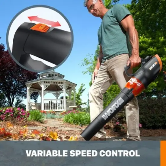 Worx WG520 12 Amp TURBINE 600 Electric Leaf Blower image {2}