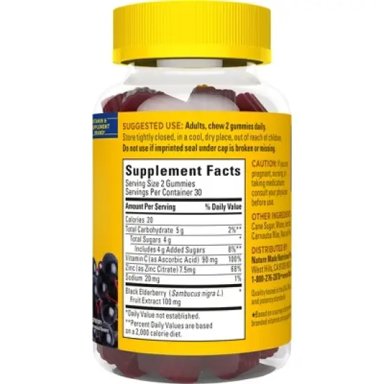 Nature Made Elderberry with Vitamin C and Zinc for Immune Support Gummies - Raspberry image {2}