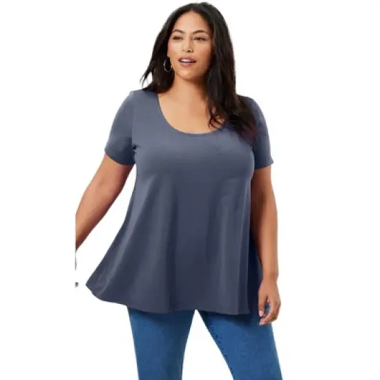 June + Vie by Roaman's Women&rsquo;s Plus Size Short-Sleeve Swing One + Only Tee image {4}