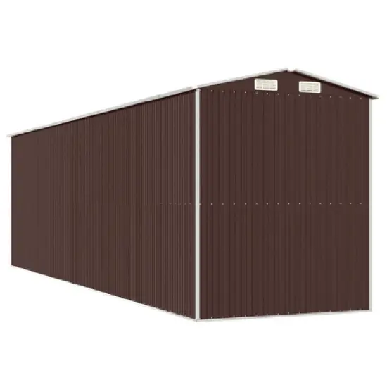 vidaXL Garden Shed Dark Brown Galvanized Steel Large Garden Shed - 75.6" x 271.3" x 87.8" image {5}
