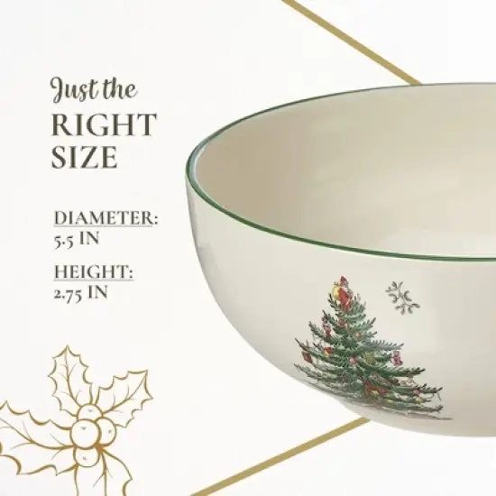 Spode Christmas Tree 5.5-Inch Fruit Salad Bowl - Versatile Earthenware Bowl for Cereal, Desserts - Dishwasher, Microwave, Freezer, Oven Safe image {6}