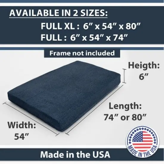 Memory Polyester Infused Futon Mattress Full &uml;C Washable Removable Cover, Heavy-Duty Zipper, Thick Foldable Sofa Bed Cushion for Guest Room image {7}