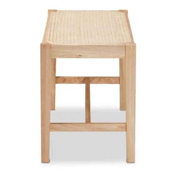 Danyl Wood Rattan Accent Bench Oak Brown - Baxton Studio image {5}