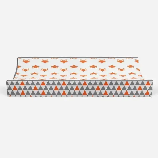 Bacati - Playful Fox Quilted Changing Pad Cover -Traingles in Gussett image {4}