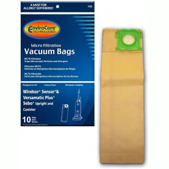Windsor Sensor, Versamatic Plus, Sebo Uprights Micro Filtration Vacuum Bags Micro Filtration Vacuum Cleaner Bags10 Pack image {5}
