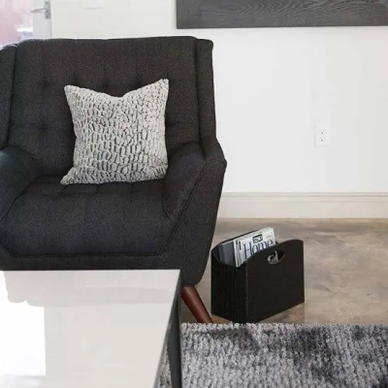 BLU MONACO Magazine Holder - Woven Leather Magazine Basket with Handles - Foldable Design image {3}