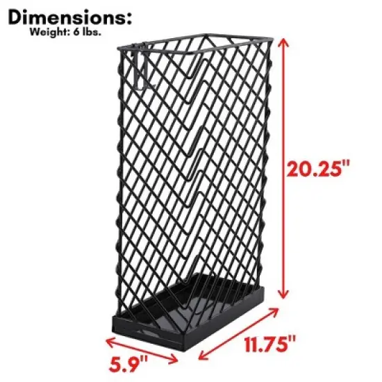 BirdRock Home Umbrella Holder Stand with Removable Water Tray - Diagonal Design - Black image {2}