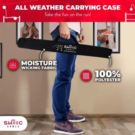 SWOOC Games - Premium Wooden Ladder Ball Game Set (Weather Resistant) - 10 Games Included & Carrying Case - Easy, No Tool Assembly - Ladder Toss image {5}