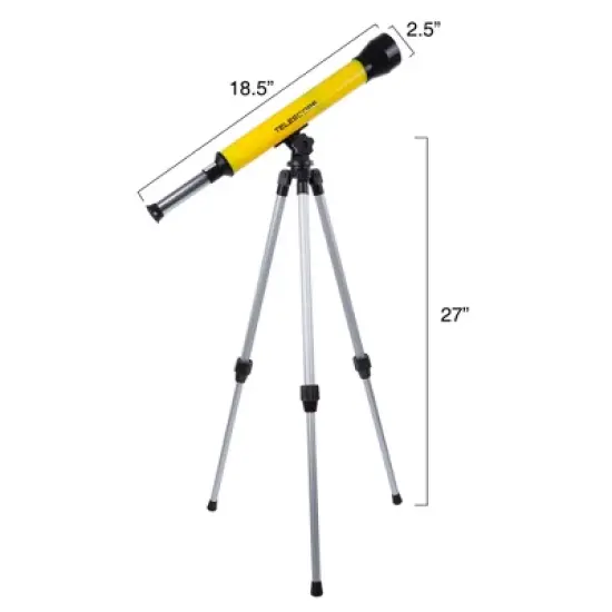 Toy Time Kids' 40mm 30x Beginner Telescope With Adjustable Tripod - Yellow and Silver image {1}