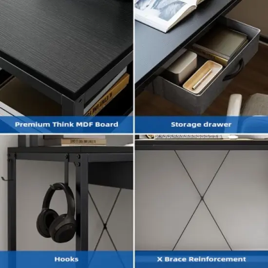 Whizmax L Shaped Gaming Desk,68" Computer Desk with Power Outlets&LED Lights,Home Office Desk with File Drawer,Corner Desk with Monitor Shelf and Hook image {2}