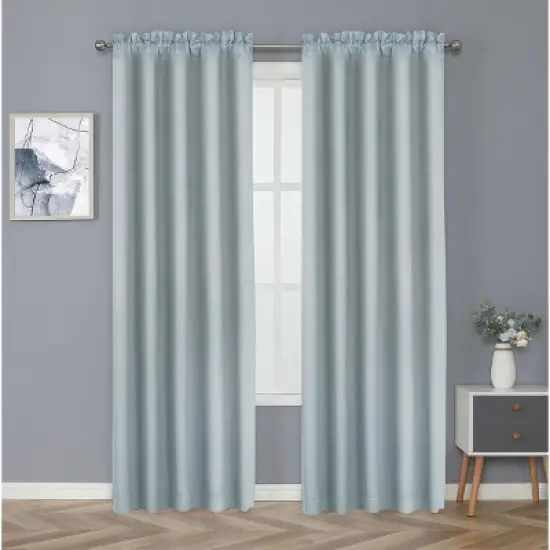 Kate Aurora Basic Drape Light Filtering Woven Jacquard Thermal Single Rod Pocket Window Curtain Panel image {6}