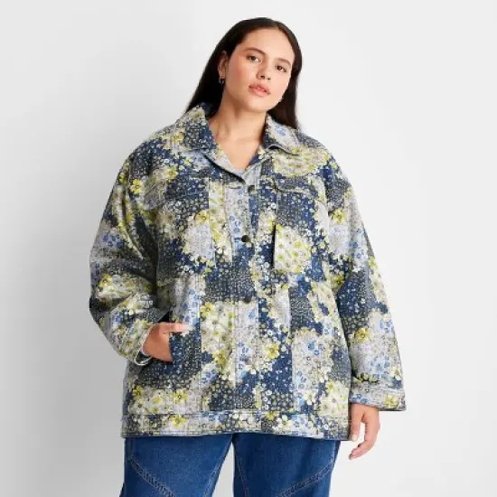 Women's Denim Floral Print Faux Shearling Jacket - Future Collective&trade; with Reese Blutstein Blue Denim image {4}